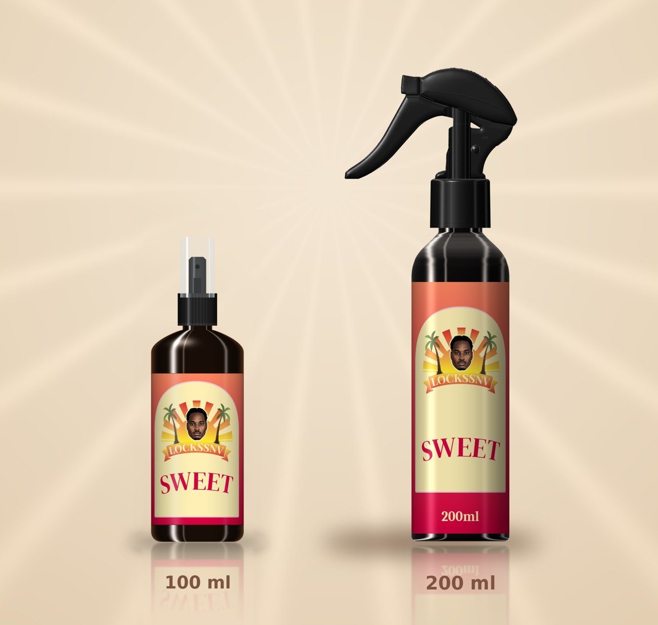 SWEET en 100 ml à côté de SWEET en 200 ml